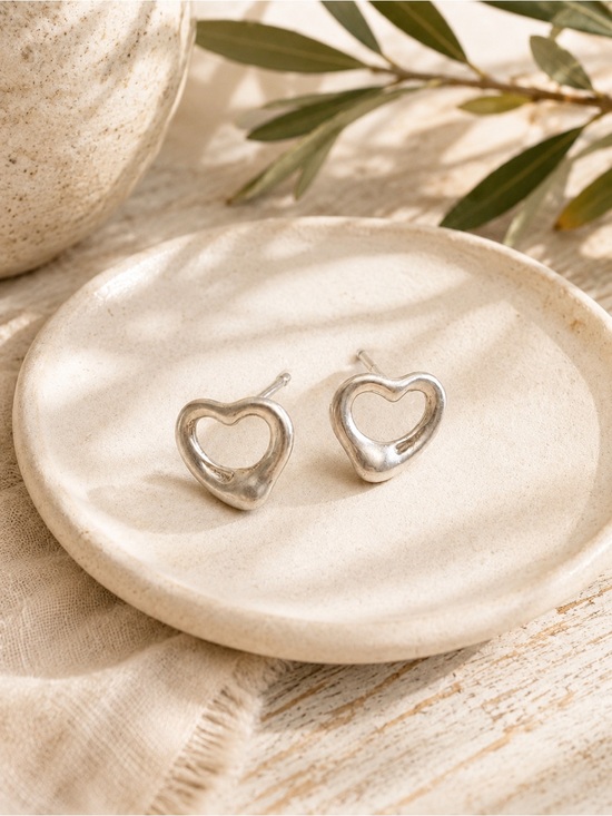 Tiffany & Co. Jewelry - ✨ Tiffany & Co. Sterling Silver Elsa Peretti Open Heart Earrings Gift 11mm ✨